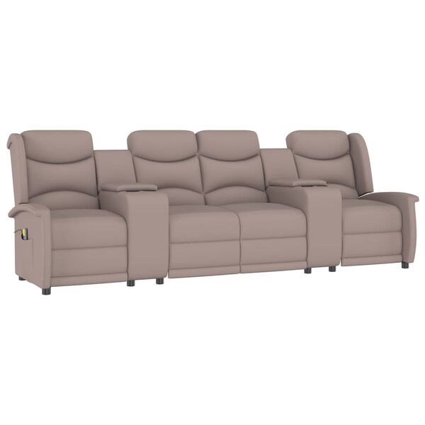 vidaXL 4m&iacute;stn&eacute; mas&aacute;žn&iacute; polohovac&iacute; křeslo s drž&aacute;ky n&aacute;pojů taupe