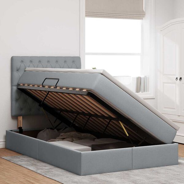 vidaXL Postel s &uacute;ložn&yacute;m prostorem a matrac&iacute; Světle &scaron;ed&aacute; 120 x 200 cm