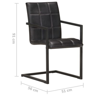 vidaXL Konzolové jídelní židle 4 ks černé pravá kůže