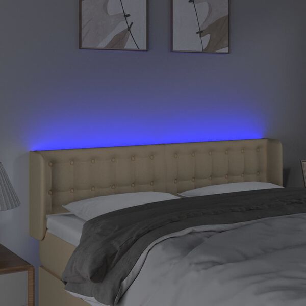 vidaXL Čelo postele s LED kr&eacute;mov&eacute; 147 x 16 x 78/88 cm textil