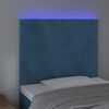 vidaXL Čelo postele s LED tmavě modr&eacute; 80x5x118/128 cm samet