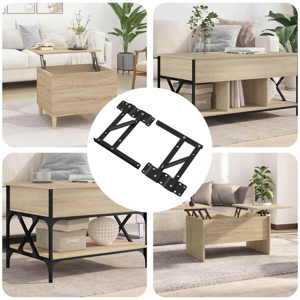 vidaXL Mechanismus zved&aacute;n&iacute; postele 2 pcs Čern&aacute; 340 x 95 x 40 mm Železo