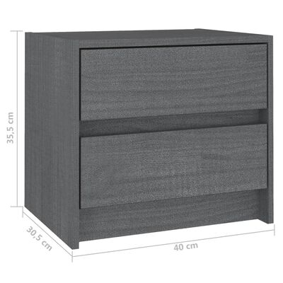 vidaXL Noční stolky 2 ks šedé 40 x 30,5 x 35,5 cm masivní borové dřevo
