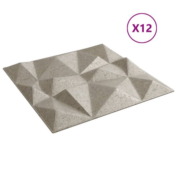 vidaXL Nástěnné panely 12 ks betonové 50 x 50 cm XPS 3 m² diamant