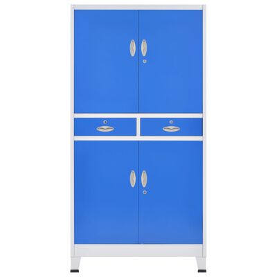 vidaXL Kancelářská skříň se 4 dvířky kovová 90x40x180 cm šedo-modrá