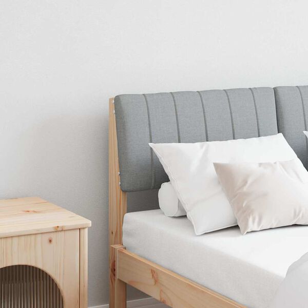 vidaXL Čalouněn&eacute; čelo postele Světle &scaron;ed&aacute; 120 cm Masivn&iacute; borov&eacute; dřevo