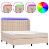 vidaXL Box spring postel matrace a LED cappuccino 180x200cm uměl&aacute; kůže