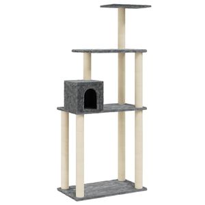 vidaXL &Scaron;krabadlo pro kočky se sisalov&yacute;mi sloupky tmavě &scaron;ed&eacute; 147 cm