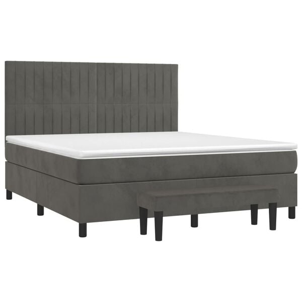 vidaXL Box spring postel s matrac&iacute; tmavě &scaron;ed&aacute; 160x200 cm samet