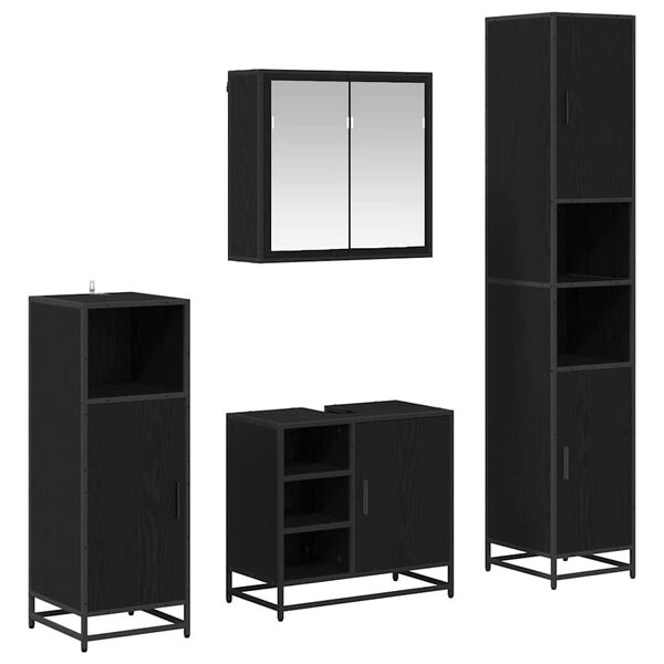 vidaXL Sada koupelnového nábytku 4 pcs Černý dub kompozitní dřevo