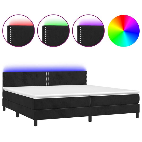 vidaXL Box spring postel s matrac&iacute; a LED čern&aacute; 200x200 cm samet