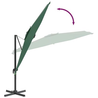 vidaXL Konzolový slunečník s hliníkovou tyčí zelený 300 x 300 cm