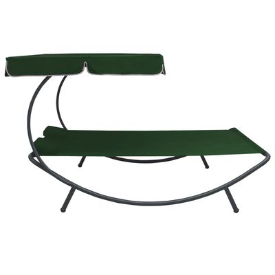 vidaXL Zahradní postel s baldachýnem a polštáři zelená