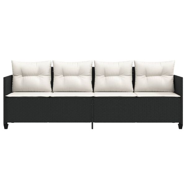 vidaXL Zahradní lehátko s poduškami černé polyratan