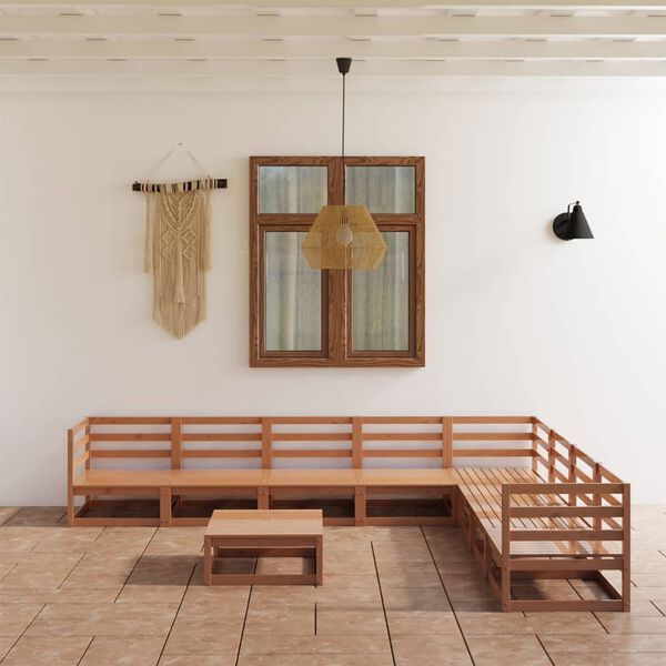 vidaXL 9d&iacute;ln&aacute; zahradn&iacute; sedac&iacute; souprava medově hněd&aacute; masivn&iacute; borovice