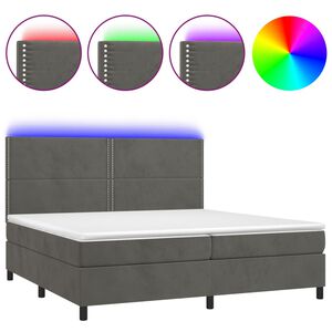 vidaXL Box spring postel s matrac&iacute; a LED tmavě &scaron;ed&aacute; 200x200 cm samet