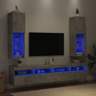 vidaXL TV skříňky s LED osvětlením 2 ks betonově šedé 30,5x30x102 cm