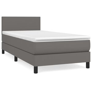 vidaXL Box spring postel s matrac&iacute; &scaron;ed&aacute; 90x200 cm uměl&aacute; kůže