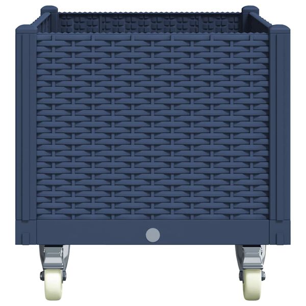 vidaXL Zahradn&iacute; truhl&iacute;k na kolečk&aacute;ch modr&aacute; &scaron;ed&aacute; 80 x 50 x 54 cm PP