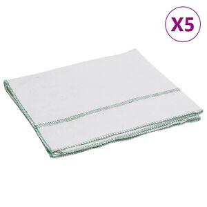 vidaXL Čist&iacute;c&iacute; utěrky 5 ks b&iacute;l&eacute; se zelen&yacute;mi pruhy 50 x 60 cm
