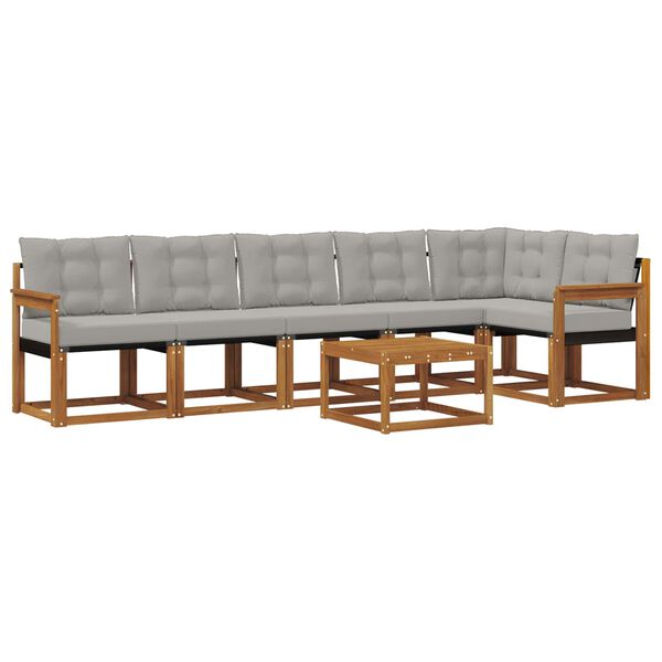 vidaXL Venkovn&iacute; pohovkov&aacute; souprava 7 pcs Př&iacute;rodn&iacute; a světle &scaron;ed&aacute;