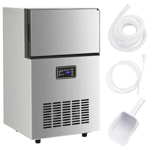 vidaXL V&yacute;robn&iacute;k ledov&yacute;ch kostek stř&iacute;brn&yacute; 45 kg / 24 h