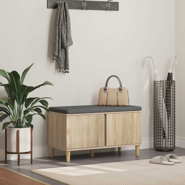 vidaXL Chodbičkov&aacute; lavice s pol&scaron;t&aacute;řem Sonoma dub 80 x 38 x 46 cm