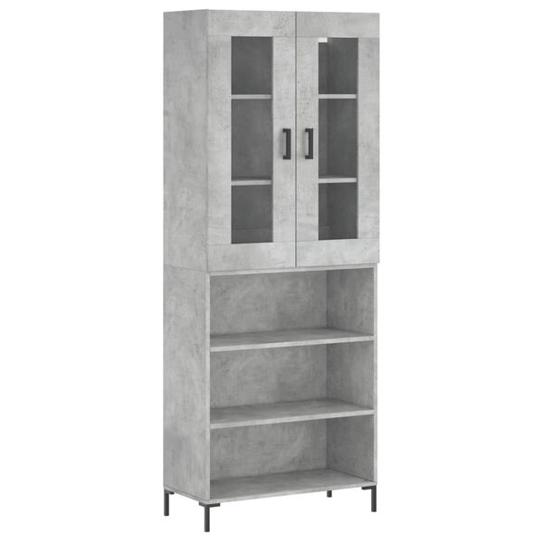 vidaXL Skř&iacute;ň highboard betonově &scaron;ed&aacute; 69,5x34x180 cm kompozitn&iacute; dřevo