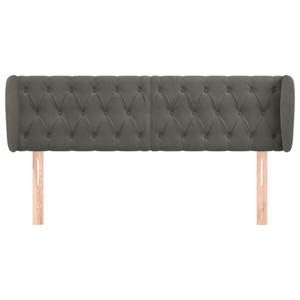 vidaXL Čelo postele typu ušák tmavě šedé 147x23x78/88 cm samet