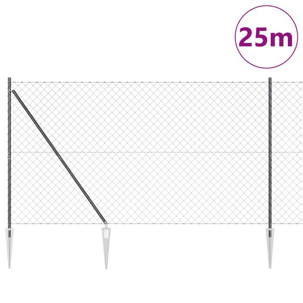vidaXL Plotov&yacute; sloupek. &Scaron;ed&aacute; 25 x 1,6 m (60 x 60 mm s&iacute;ť) Ocel a PVC