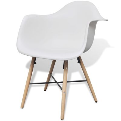 vidaXL Jídelní židle 4 ks bílé plast a bukové dřevo