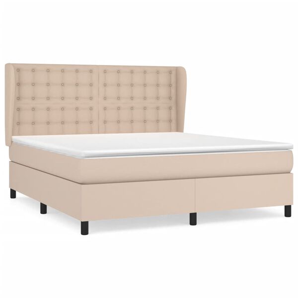 vidaXL Box spring postel s matrac&iacute; cappuccino 160x200 cm uměl&aacute; kůže
