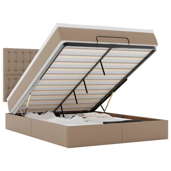 vidaXL Osmansk&yacute; r&aacute;m postele s matrac&iacute; cappuccino 140x200cm uměl&aacute; kůže