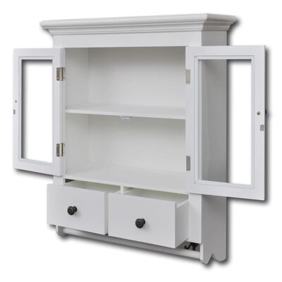 vidaXL Dřevěná kuchyňská skříňka nástěnná s prosklenými dvířky bílá