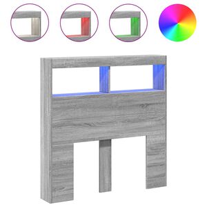 vidaXL Čelo postele s &uacute;ložn&yacute;m prostorem a LED &scaron;ed&eacute; sonoma 100x17x102cm