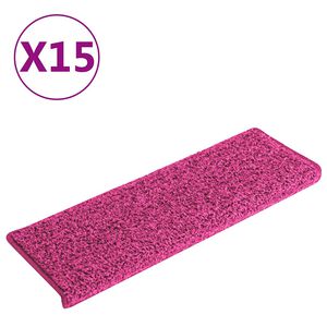 vidaXL Schodov&eacute; rohože 15 ks 65 x 21 x 4 cm růžov&eacute; s obd&eacute;ln&iacute;kov&yacute;m okrajem