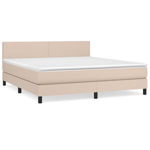 vidaXL Box spring postel s matrac&iacute; cappuccino 160x200 cm uměl&aacute; kůže
