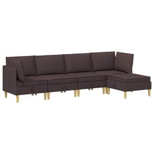 vidaXL Modul&aacute;rn&iacute; pohovka se storage 5 ks Tmavě hněd&aacute; Textil