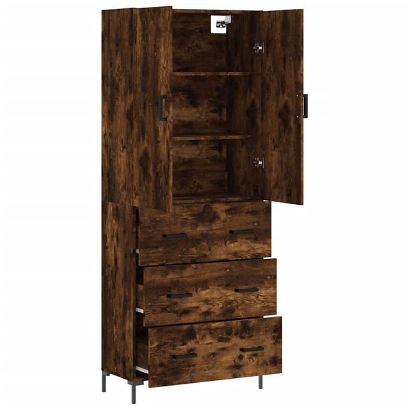 vidaXL Skř&iacute;ň highboard kouřov&yacute; dub 69,5 x 34 x 180 cm kompozitn&iacute; dřevo