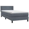 vidaXL Box spring postel s matrac&iacute; tmavě &scaron;ed&aacute; 90x210 cm samet