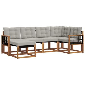 vidaXL Venkovn&iacute; pohovkov&aacute; souprava 6 pcs Př&iacute;rodn&iacute; a světle &scaron;ed&aacute;