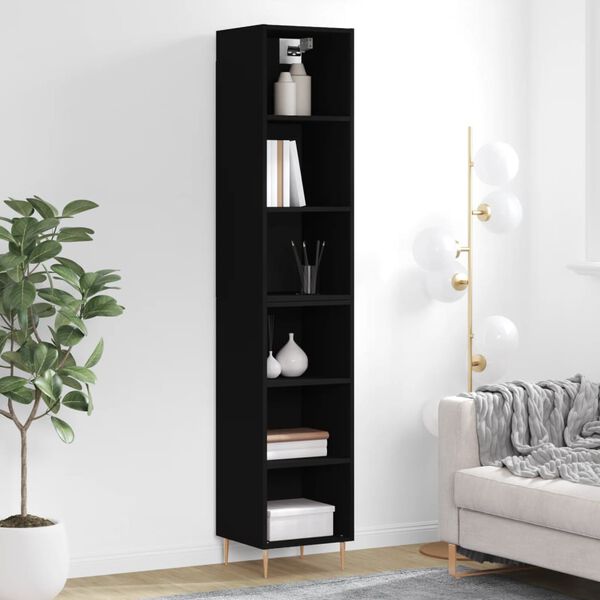 vidaXL Skř&iacute;ň highboard čern&aacute; 34,5x32,5x180 cm kompozitn&iacute; dřevo