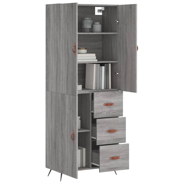 vidaXL Skř&iacute;ň highboard &scaron;ed&aacute; sonoma 69,5 x 34 x 180 cm kompozitn&iacute; dřevo