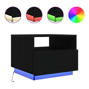 Konferenčn&iacute; stolek vidaXL s LED světly Dub čern&yacute; 50x49x40 cm
