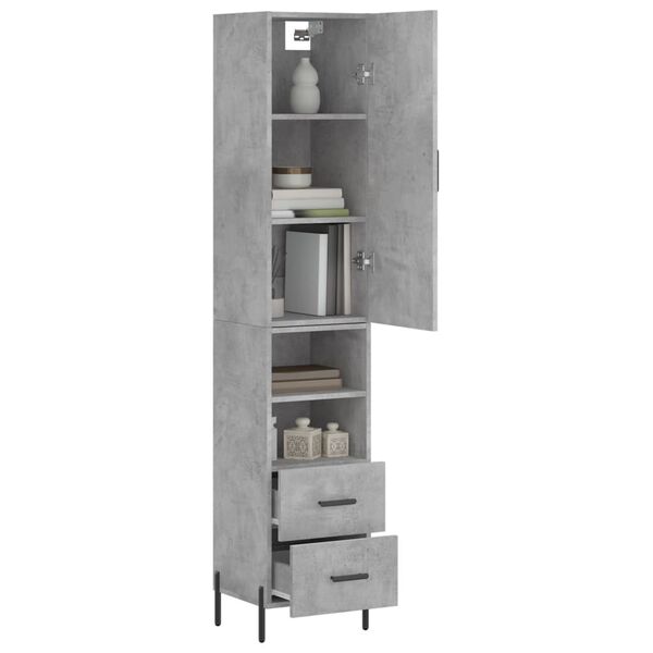 vidaXL Skř&iacute;ň highboard betonově &scaron;ed&aacute; 34,5x34x180 cm kompozitn&iacute; dřevo