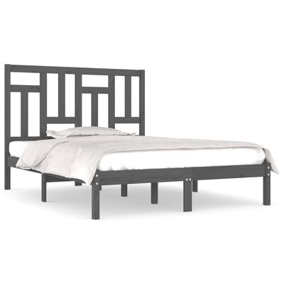 vidaXL Rám postele šedý masivní borovice 120 x 190 cm Small Double