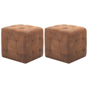 vidaXL Taburety 2 ks hněd&eacute; 30 x 30 x 30 cm uměl&aacute; brou&scaron;en&aacute; kůže