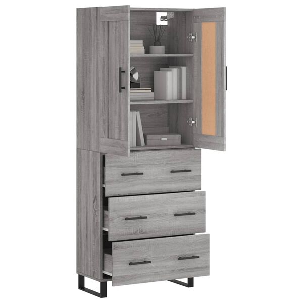 vidaXL Skř&iacute;ň highboard &scaron;ed&aacute; sonoma 69,5 x 34 x 180 cm kompozitn&iacute; dřevo