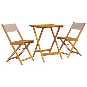 vidaXL 3d&iacute;ln&yacute; bistro set taupe textil a masivn&iacute; dřevo