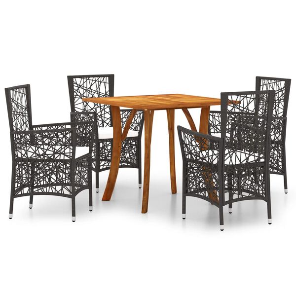 vidaXL 5d&iacute;ln&yacute; zahradn&iacute; j&iacute;deln&iacute; set hněd&yacute;